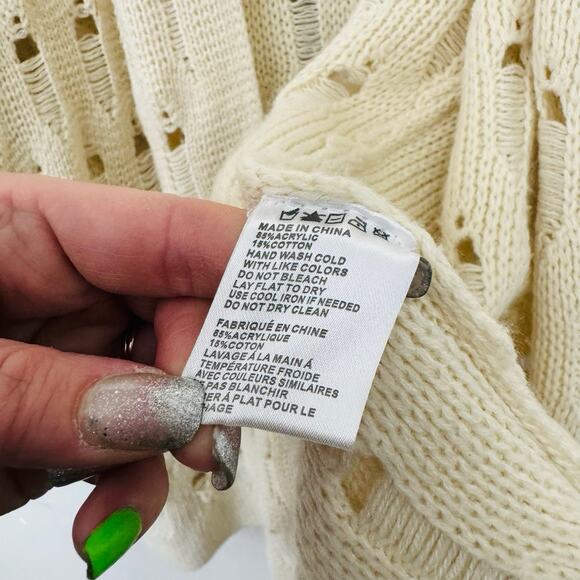 Ethereal By Paper Crane Beige Crochet Open Front Cardigan Women’s Size S - Picture 3 of 7